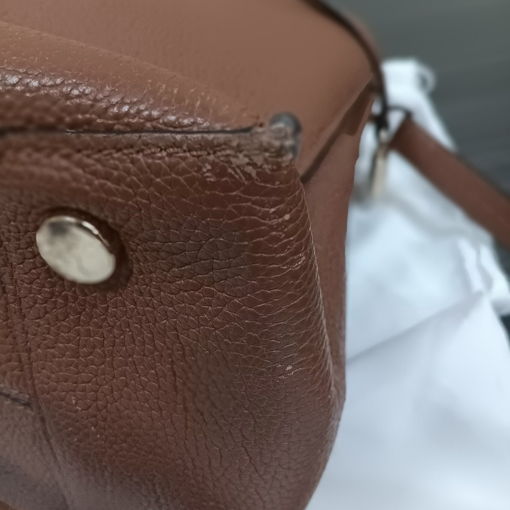 Michael Kors Purse Brown Pebble Mercer Tote Crossbody Strap w/ Dust Bag - Picture 4 of 11